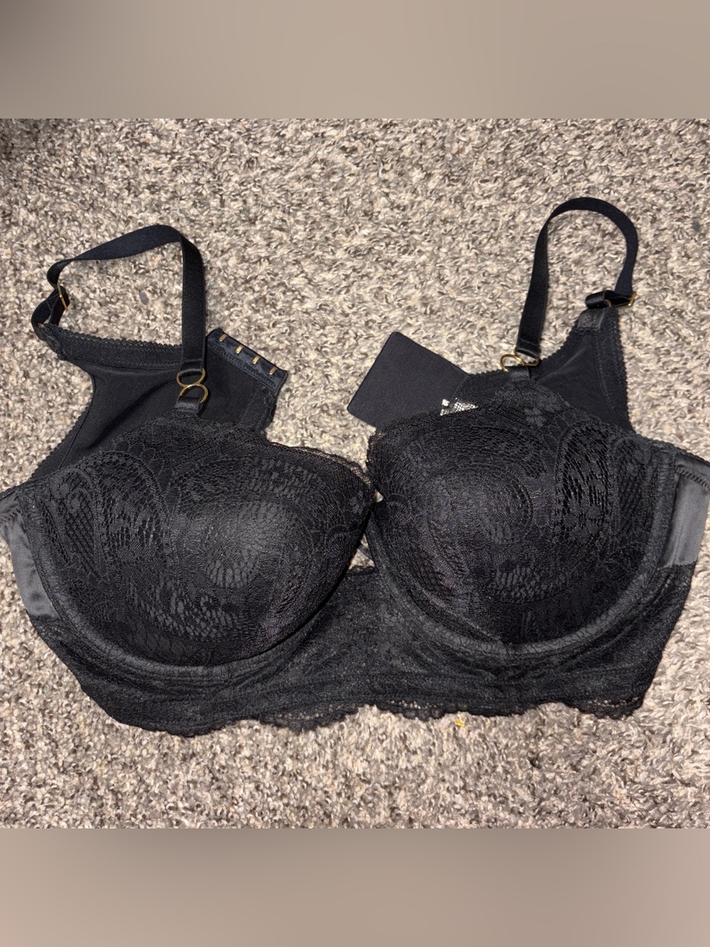 aerie Black Lace Underwire Bra with Decorative Overlay